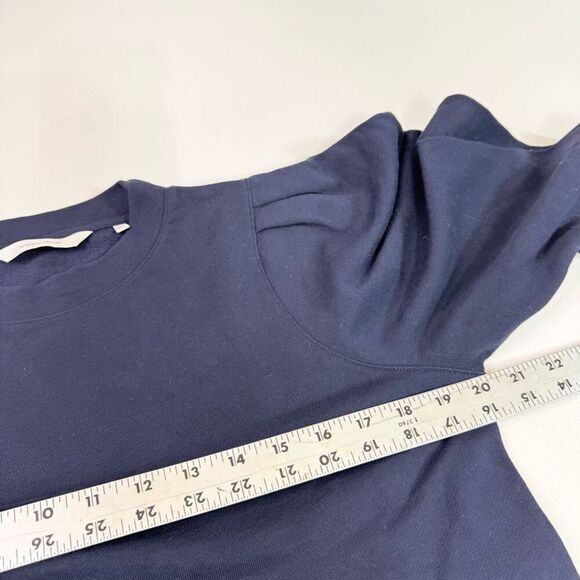Rebecca Taylor Top Womens Medium Navy Blue Puff Long Sleeve Sweatshirt Material - Picture 7 of 8